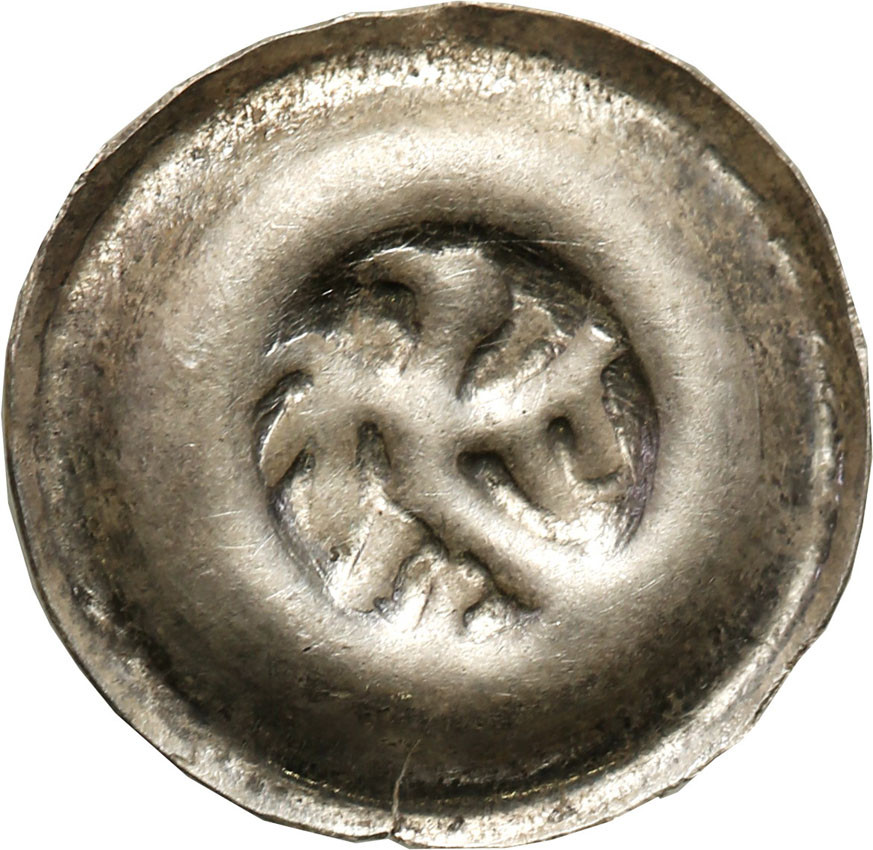 Władysław Łokietek (1305-1333). Kraków lub Sandomierz. Brakteat z kroczącym Orłem - RZADKI Aw.: Orzeł kroczący w lewo